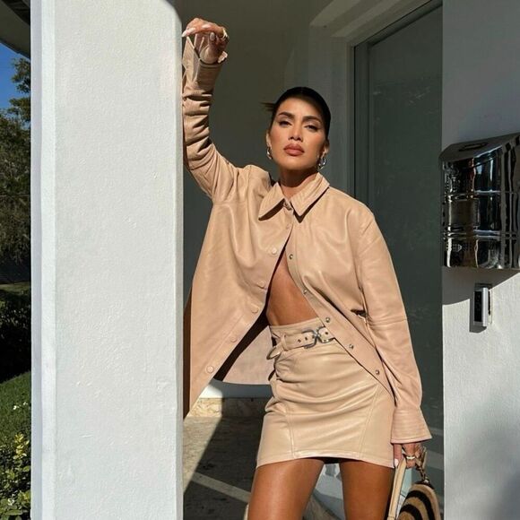 Camila Coelho Dresses & Skirts - Camila Coelho Luci‎ Leather Mini Skirt in Nude